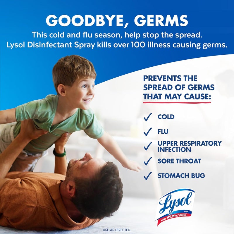 Lysol رذاذ مطهر، رذاذ معقم ومضاد للبكتيريا، للتعقيم وإزالة الروائح، نسيم الصباح الباكر، 1 قطعة، 19 أونصة سائلة لكل منها - Image 5